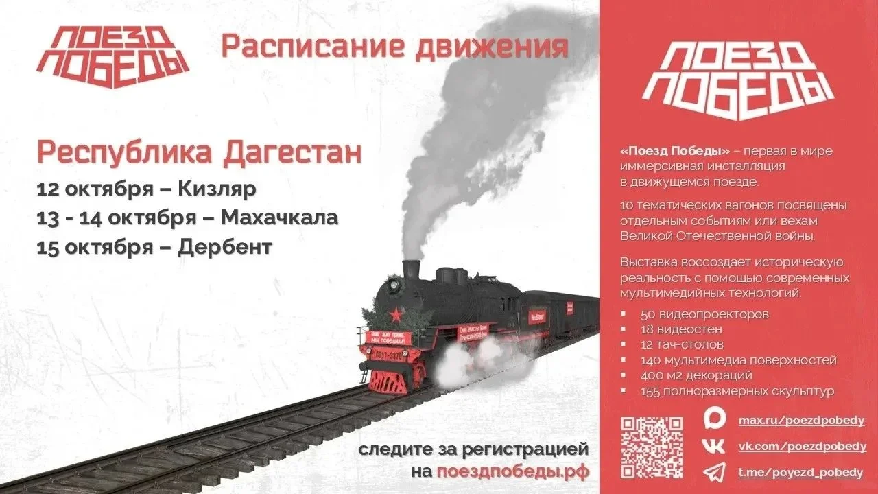 «Поезд Победы» прибудет в Дагестан 12 октября